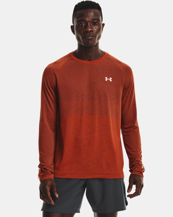 Men's UA Seamless Run Long Sleeve, Orange, pdpMainDesktop image number 1